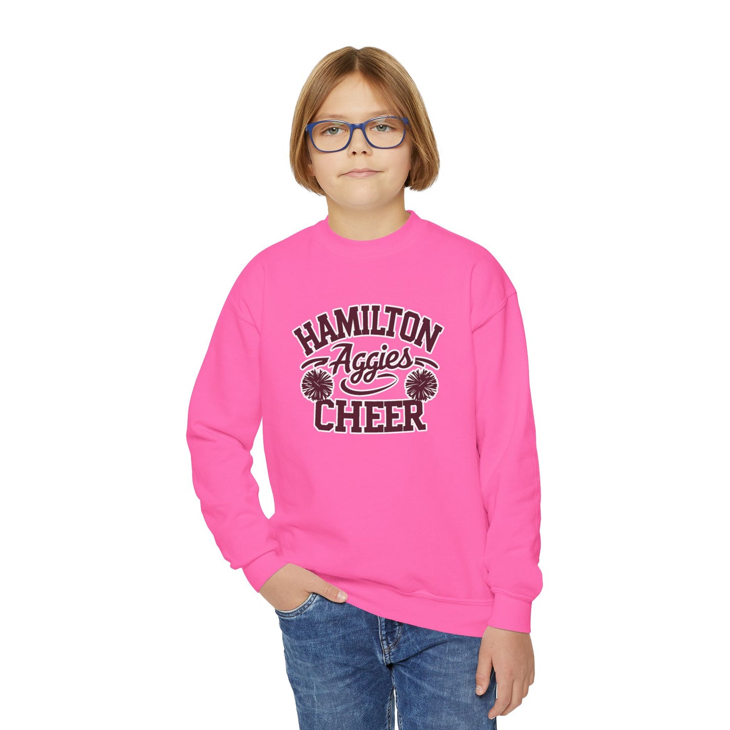 Youth Crewneck Sweatshirt \ Hamilton Aggies Cheer \ Style HAC2