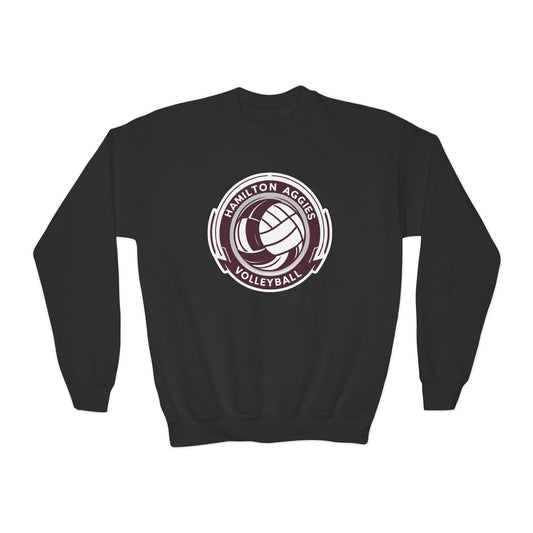 Youth Crewneck Sweatshirt \ Hamilton Aggies Volleyball \ HAV1
