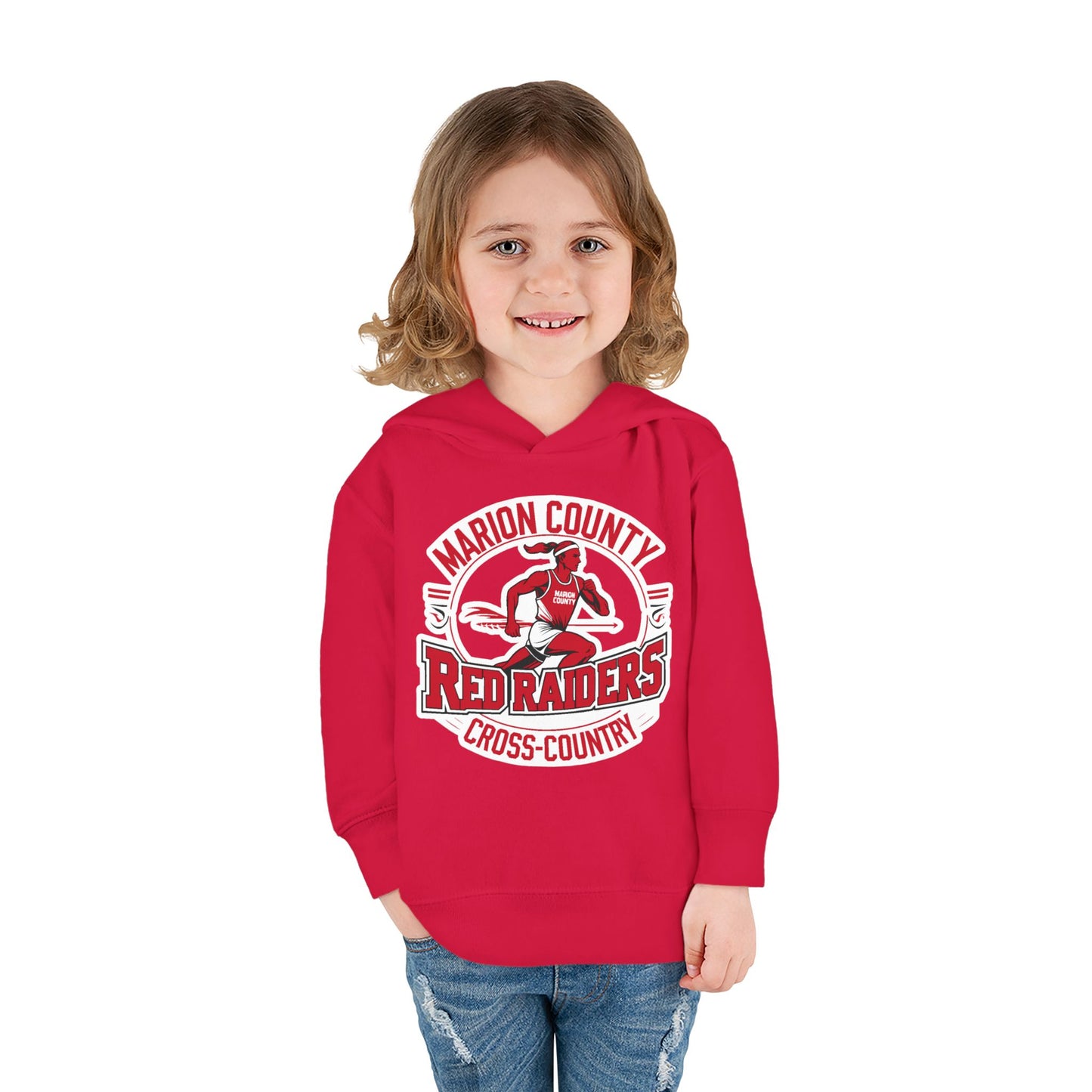 Toddler Hoodie Sweatshirt \ Marion County Red Raiders Cross-Country \ MCCC2