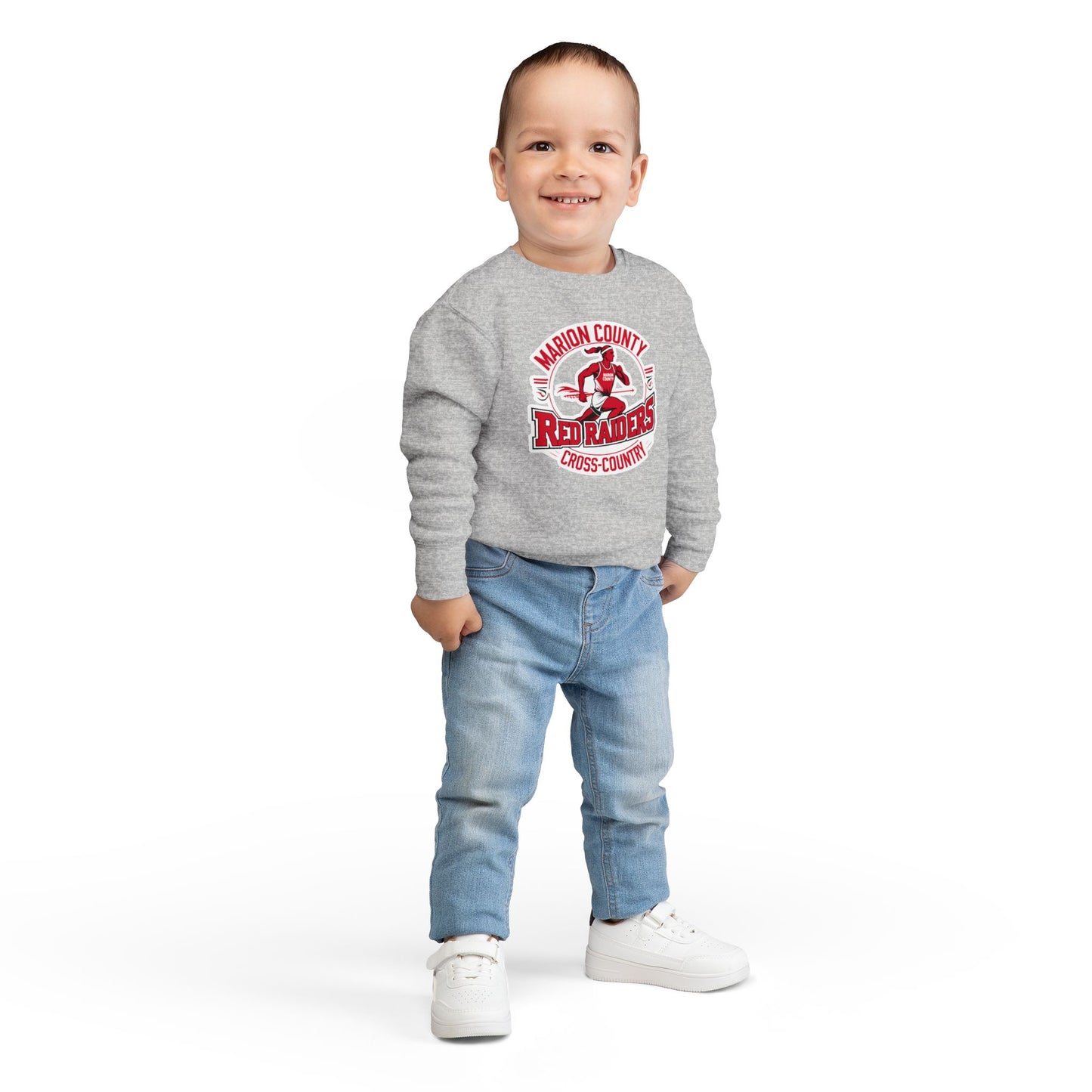 Toddler Crewneck Sweatshirt \ Marion County Red Raiders Cross-Country \ MCCC2