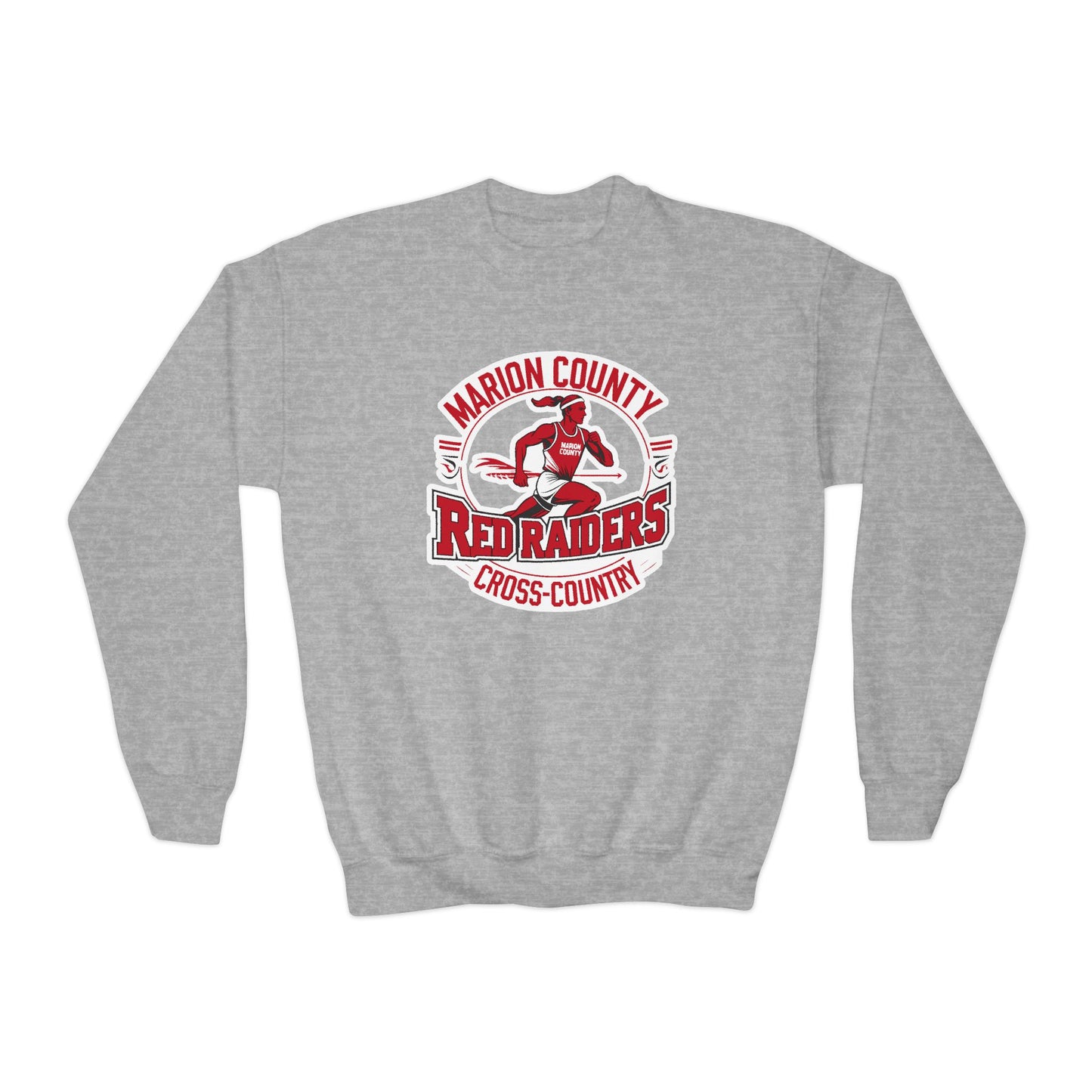 Youth Crewneck Sweatshirt \ Marion County Red Raiders Cross-Country \ MCCC2
