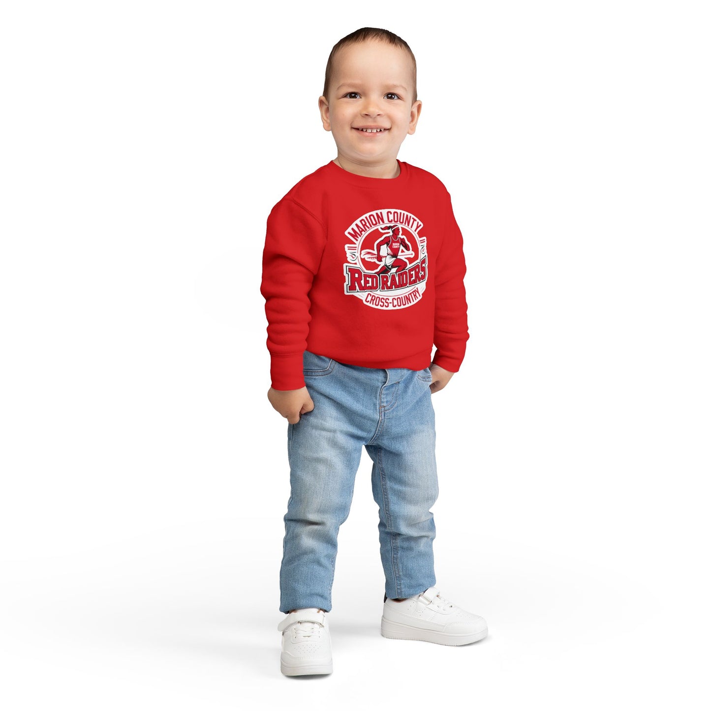Toddler Crewneck Sweatshirt \ Marion County Red Raiders Cross-Country \ MCCC2