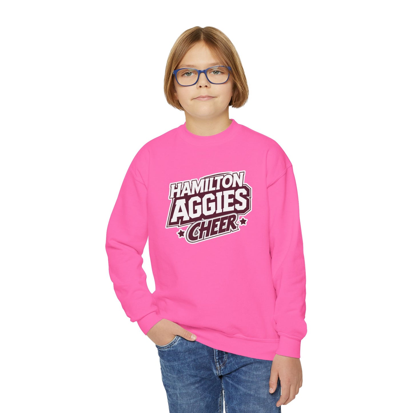 Youth Crewneck Sweatshirt \ Hamilton Aggies Cheer \ HAC1