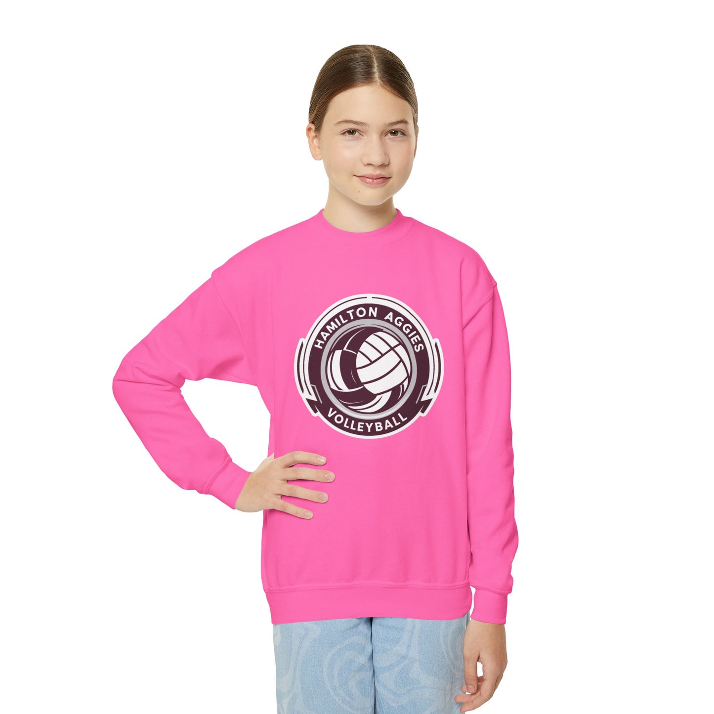 Youth Crewneck Sweatshirt \ Hamilton Aggies Volleyball \ HAV1
