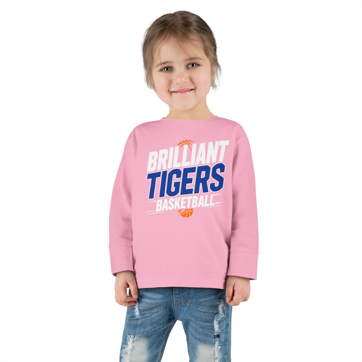 Toddler Long Sleeve Tee \ Brilliant Tigers Basketball \ BTBK1