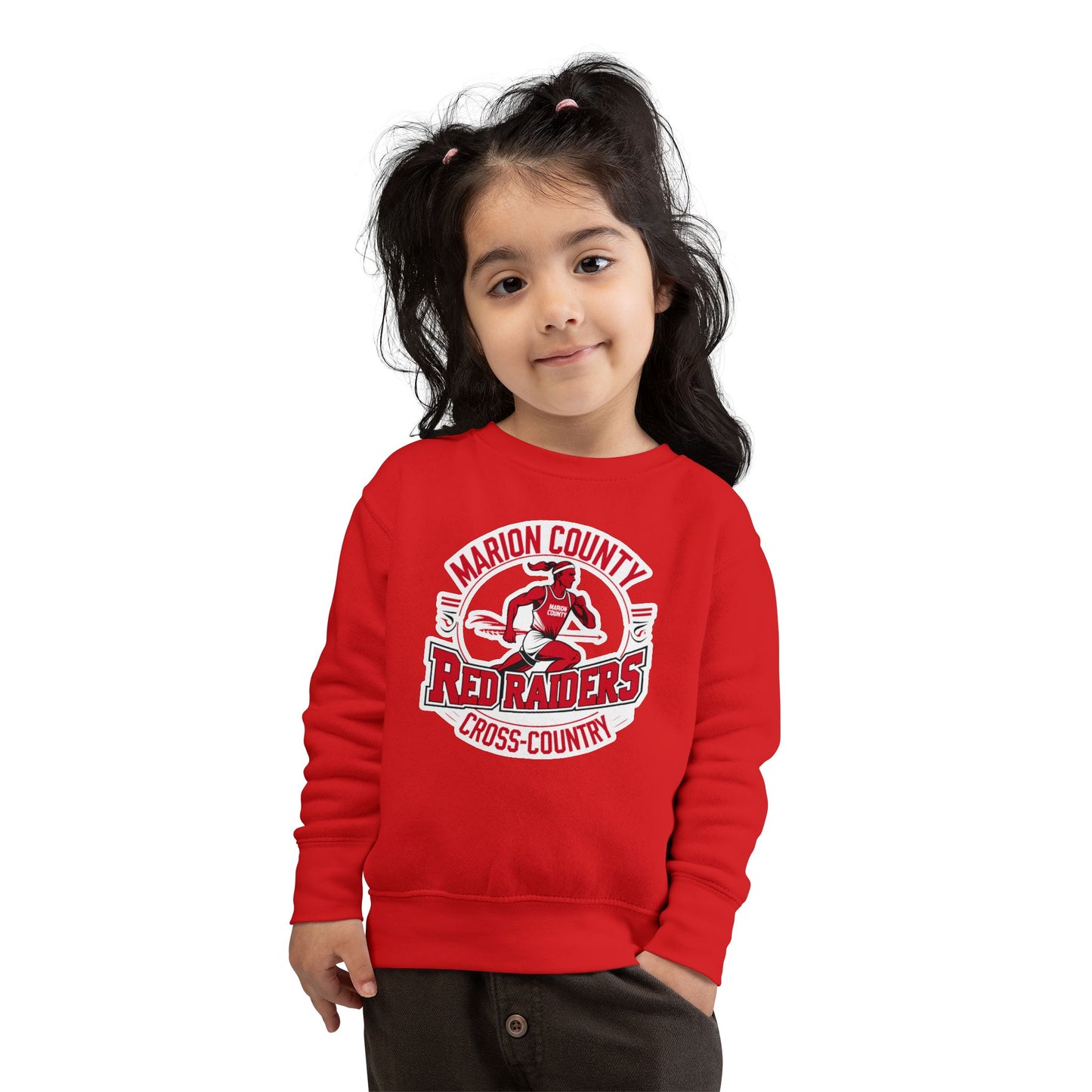 Toddler Crewneck Sweatshirt \ Marion County Red Raiders Cross-Country \ MCCC2
