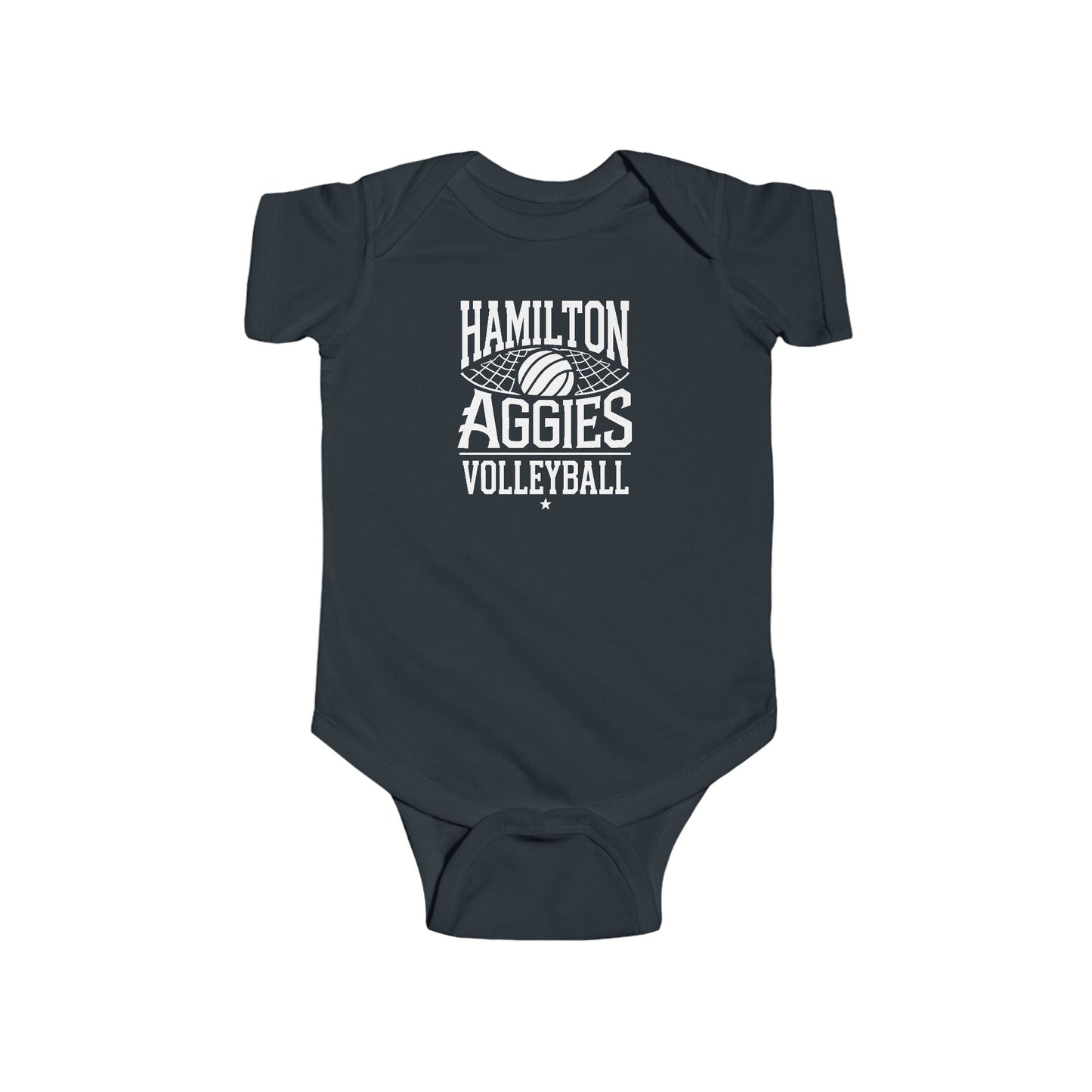 Short Sleeve Baby Bodysuit \ Hamilton Aggies Volleyball \ HAV2