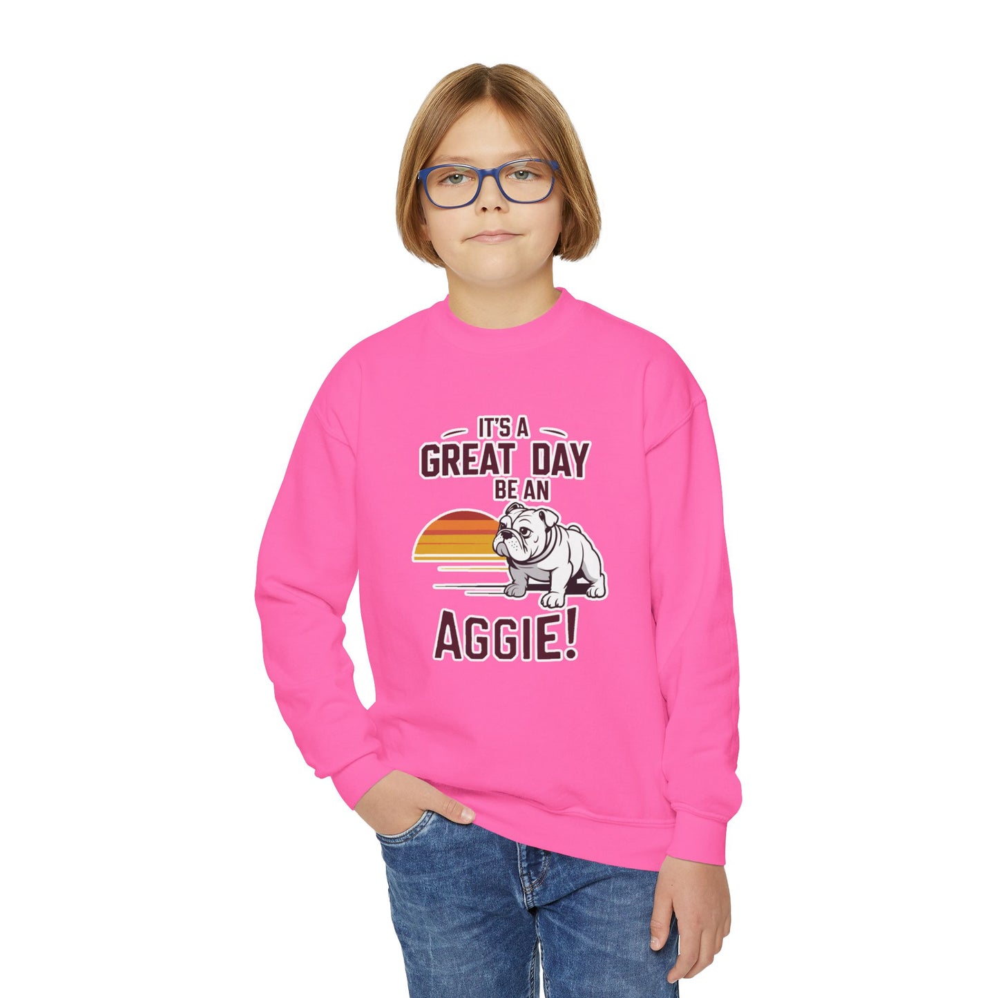 Youth Crewneck Sweatshirt \ It's a Great Day to be an Aggie! \ GDA3