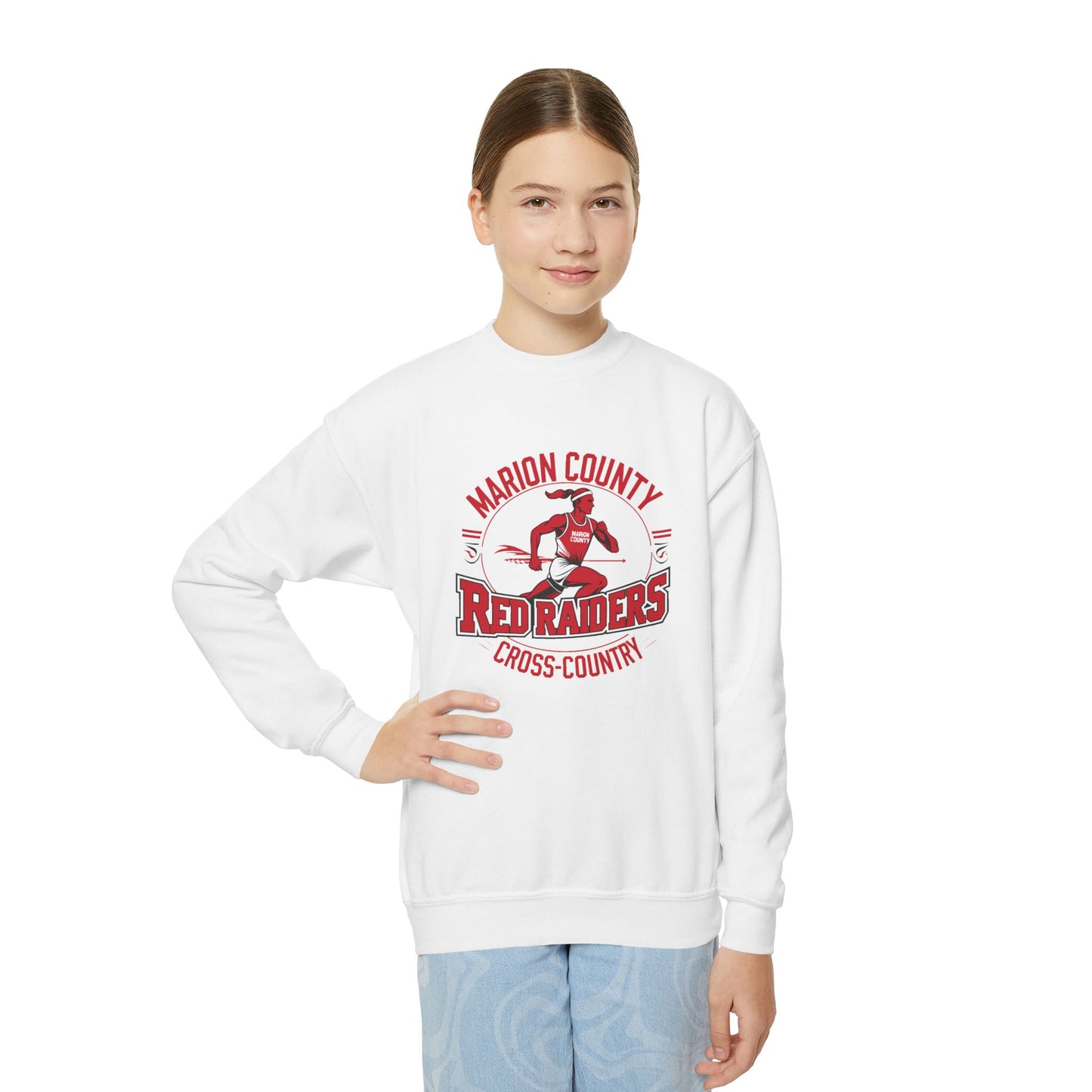 Youth Crewneck Sweatshirt \ Marion County Red Raiders Cross-Country \ MCCC2