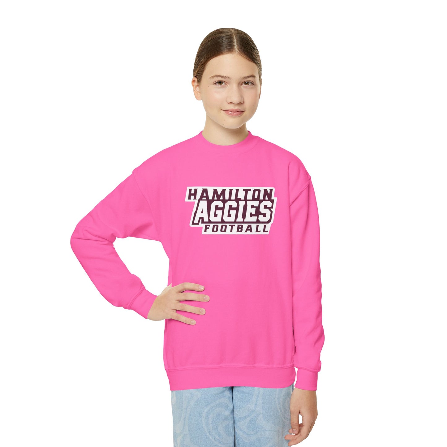 Youth Crewneck Sweatshirt \ Hamilton Aggies Football \ HAF1