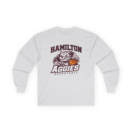 Adult Long Sleeve Tee \ Hamilton Aggies Basketball \ HABK1