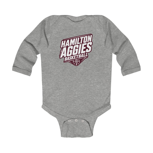 Long Sleeve Baby Bodysuit \ Hamilton Aggies Basketball \ HABK2