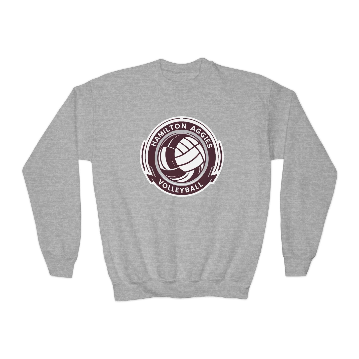 Youth Crewneck Sweatshirt \ Hamilton Aggies Volleyball \ HAV1