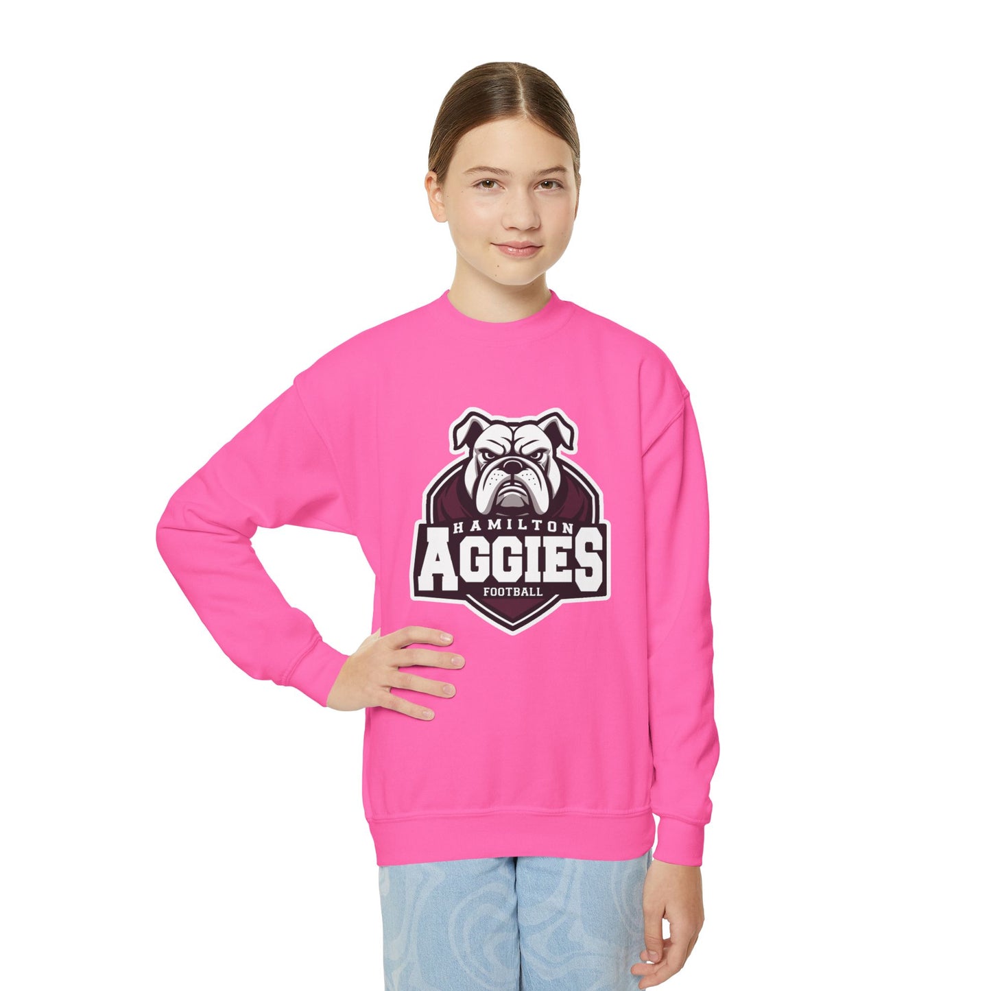 Youth Crewneck Sweatshirt \ Hamilton Aggies Football \ HAF2