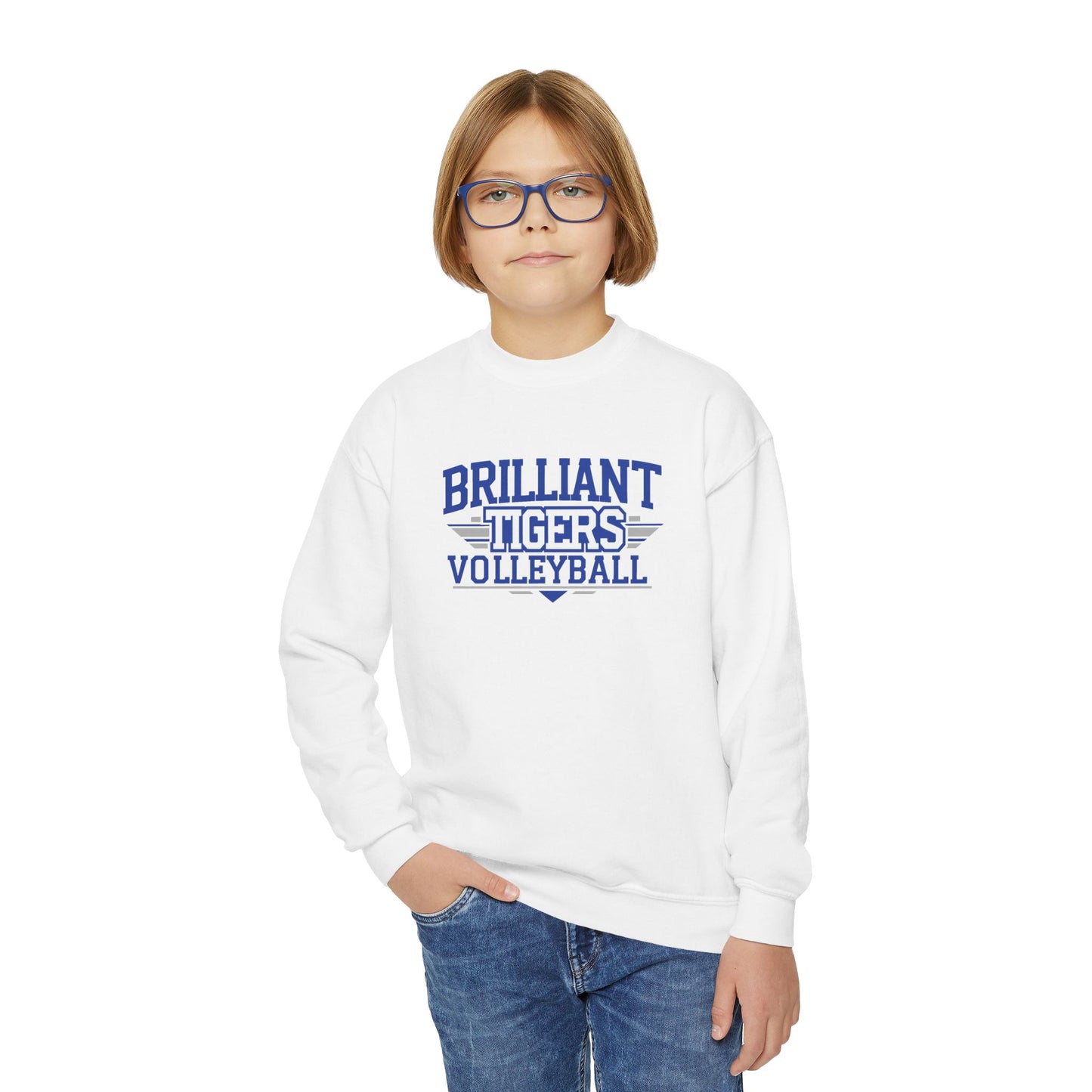 Youth Crewneck Sweatshirt \ Brilliant Tigers Volleyball \ BTV2