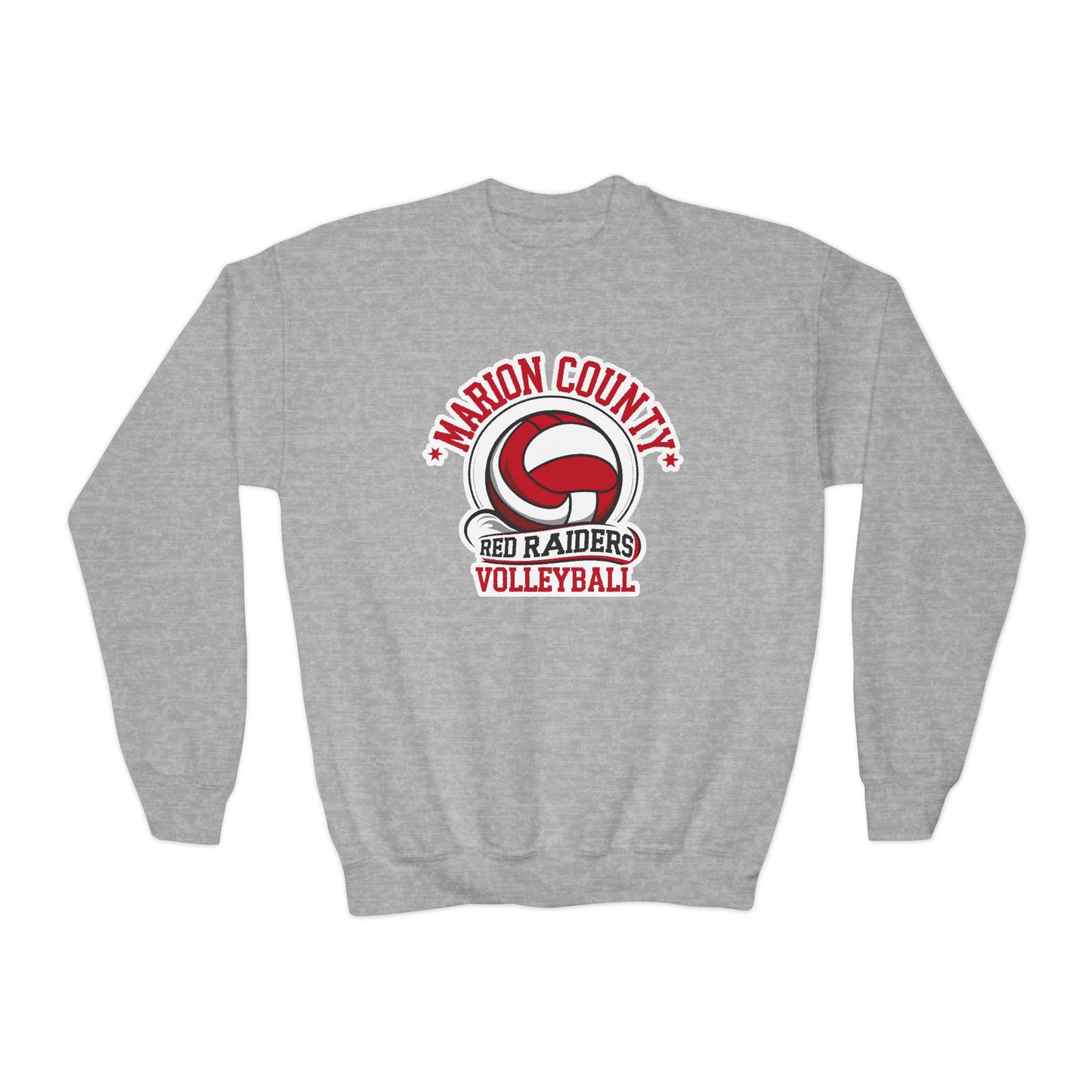 Youth Crewneck Sweatshirt \ Marion County Red Raiders Volleyball \ MCV1