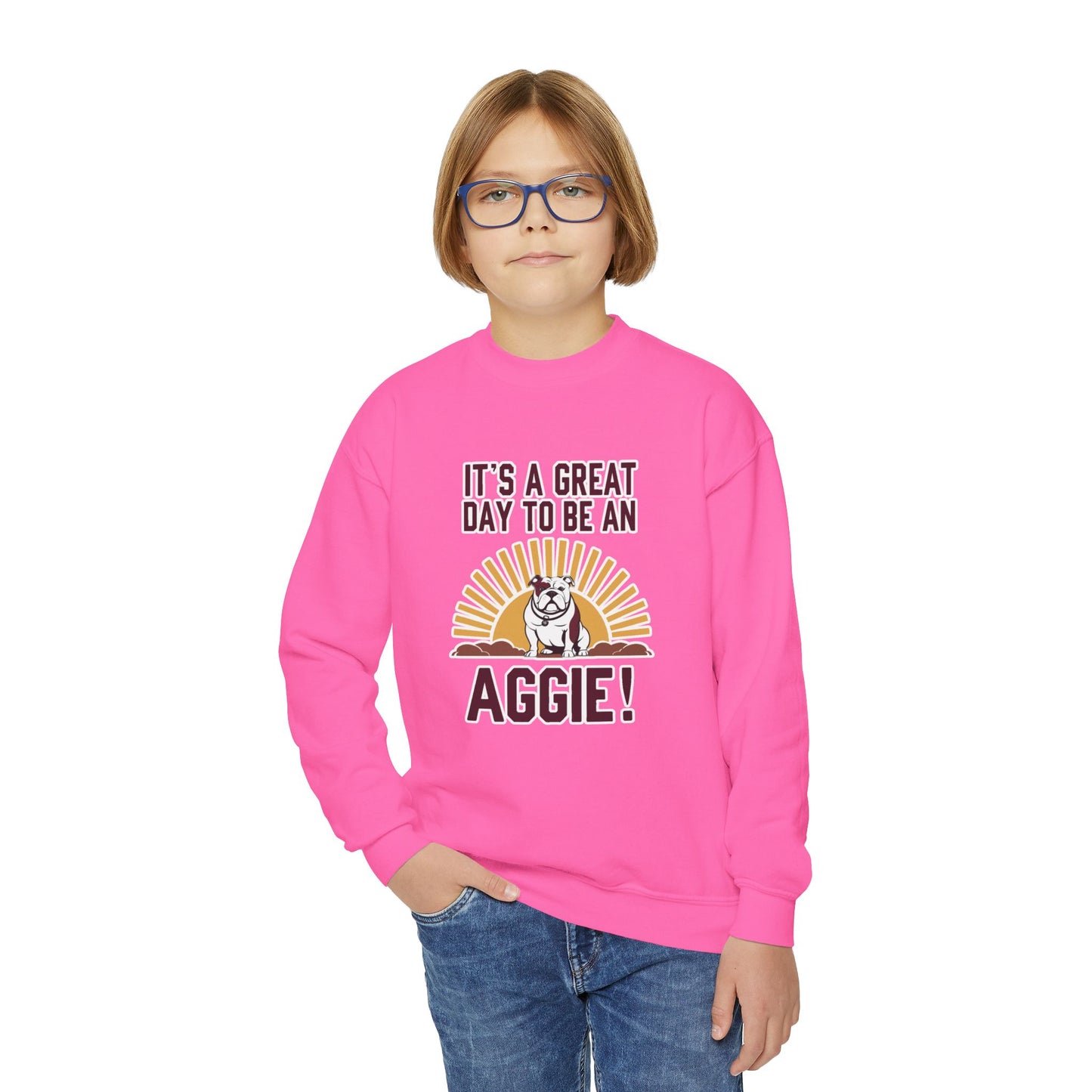 Youth Crewneck Sweatshirt \ It's a Great Day to be an Aggie! \ GDA4