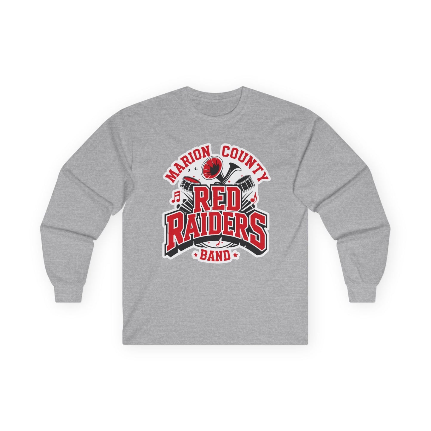 Adult Long Sleeve Tee \ Marion County Red Raiders Band \ MCB2