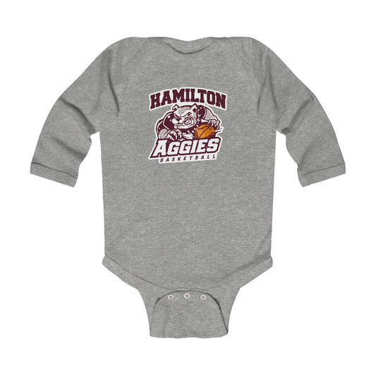 Long Sleeve Baby Bodysuit \ Hamilton Aggies Basketball \ HABK1