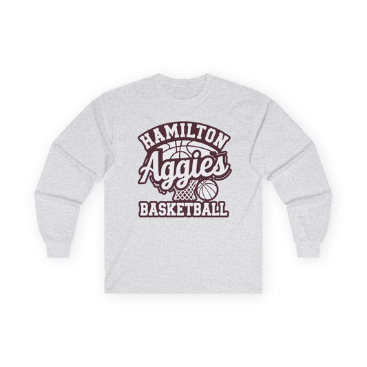 Long Sleeve Tee \ Hamilton Aggies Basketball \ HABKG1