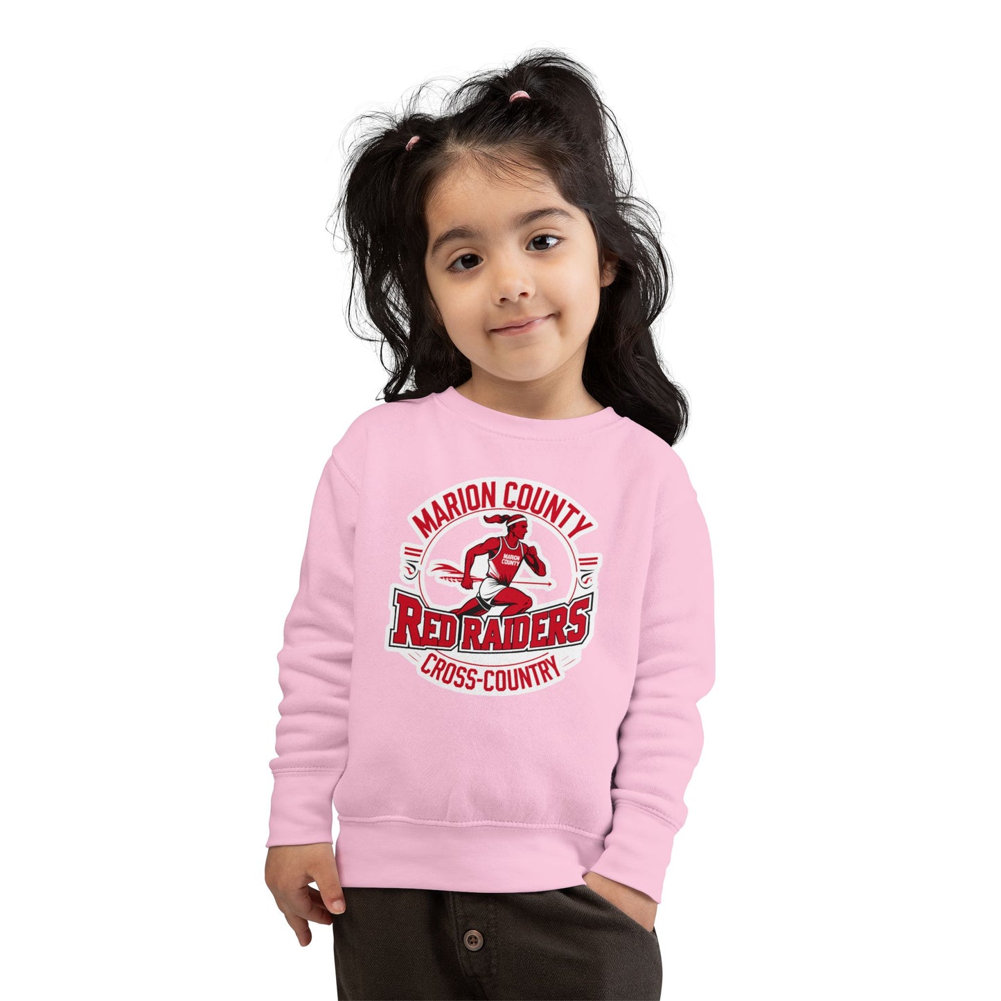 Toddler Crewneck Sweatshirt \ Marion County Red Raiders Cross-Country \ MCCC2