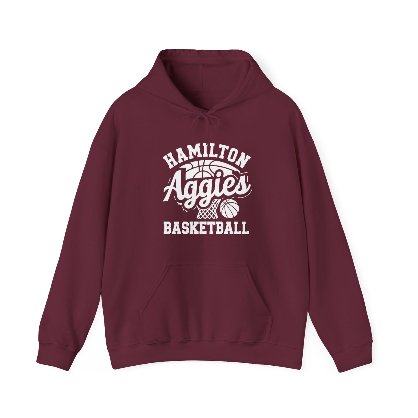 Adult Hoodie Sweatshirt \ Hamilton Aggies Basketball \ HABBG1