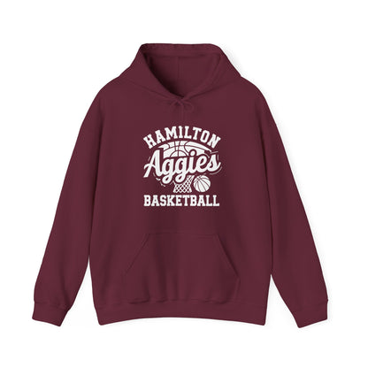 Adult Hoodie Sweatshirt \ Hamilton Aggies Basketball \ HABBG1