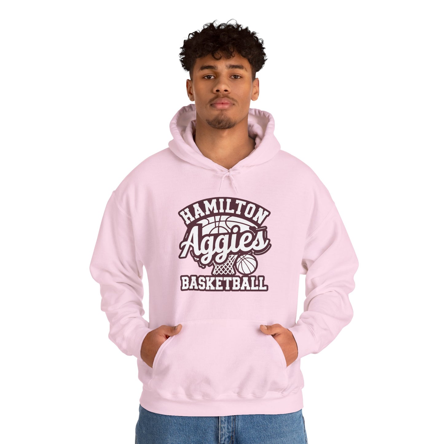 Adult Hoodie Sweatshirt \ Hamilton Aggies Basketball \ HABBG1