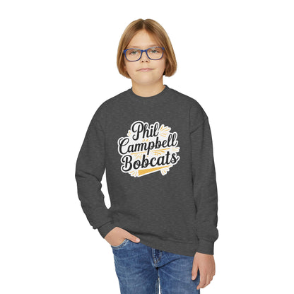 Youth Crewneck Sweatshirt — "Phil Campbell Bobcats" School Spirit Pullover
