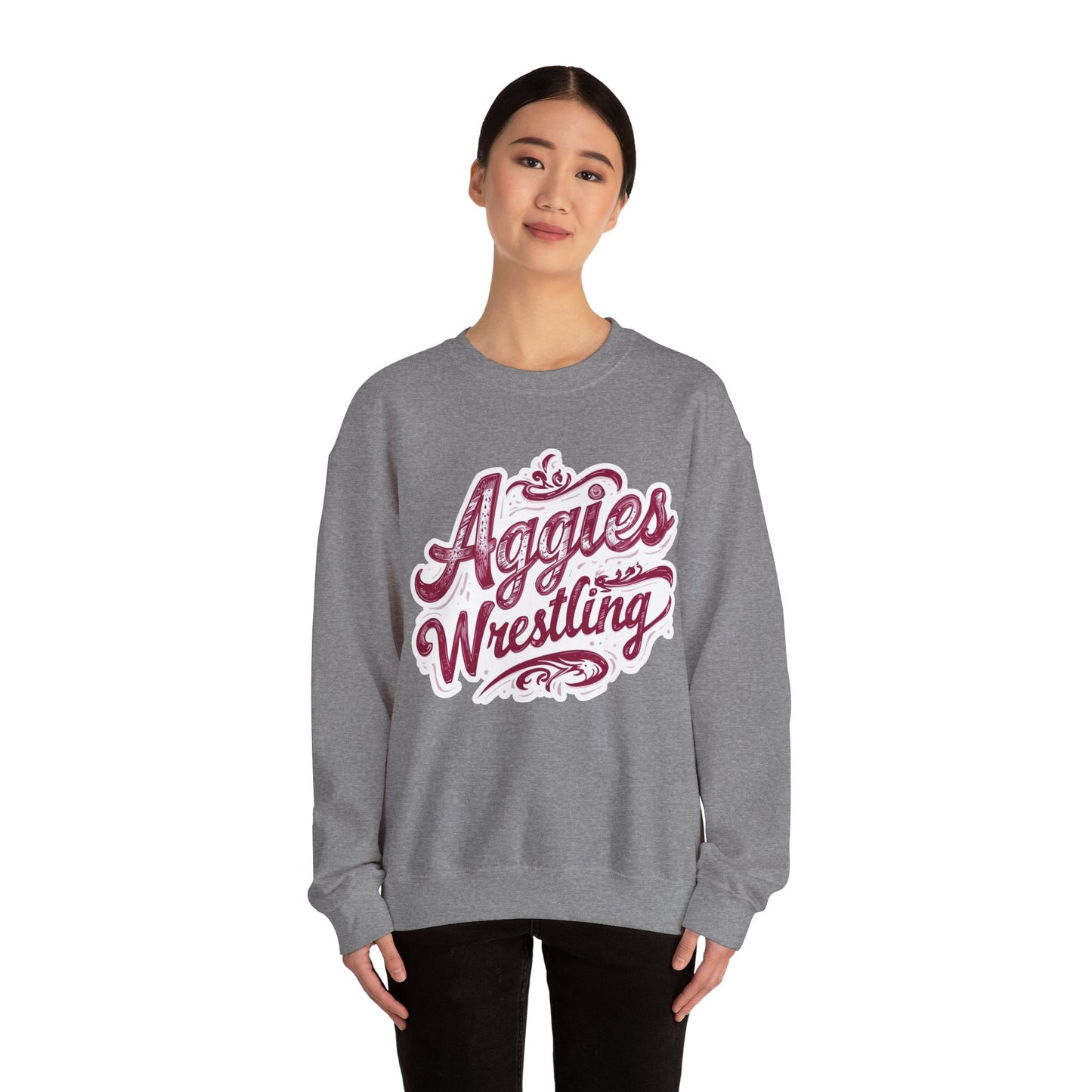 Adult Crewneck Sweatshirt \ Hamilton Aggies Wrestling \ HAWG2