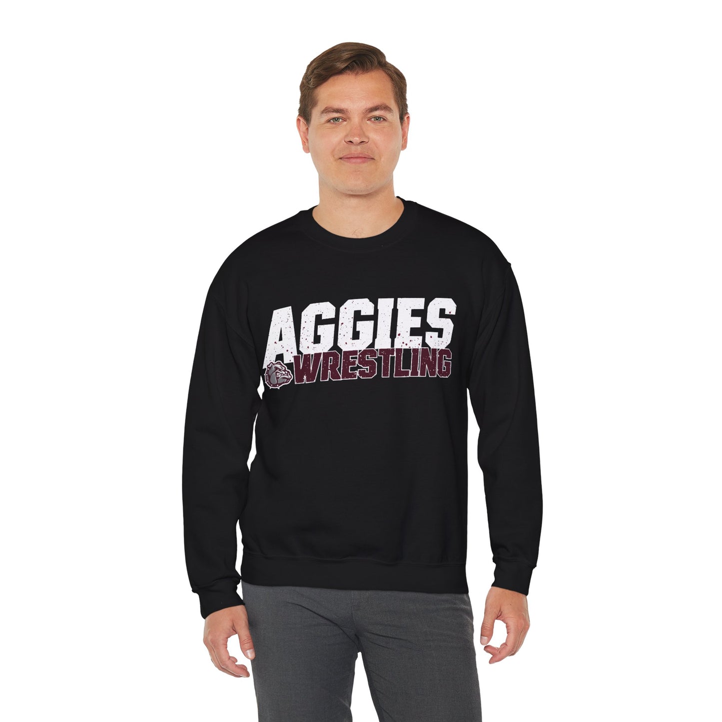 Adult Crewneck Sweatshirt \ Hamilton Aggies Wrestling \ HAW3
