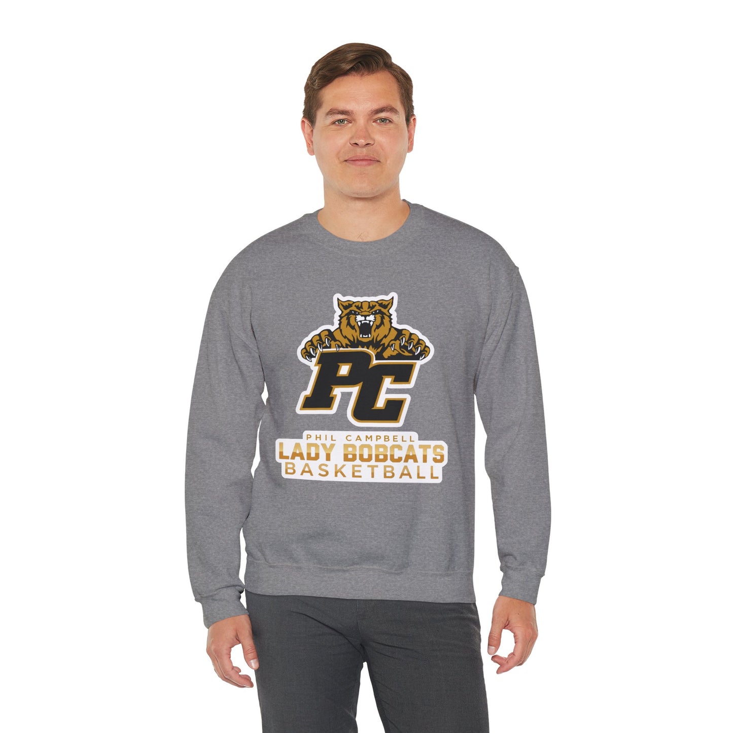 Adult Crewneck Sweatshirt \ Phil Campbell Bobcats Basketball \ PCBBKG1