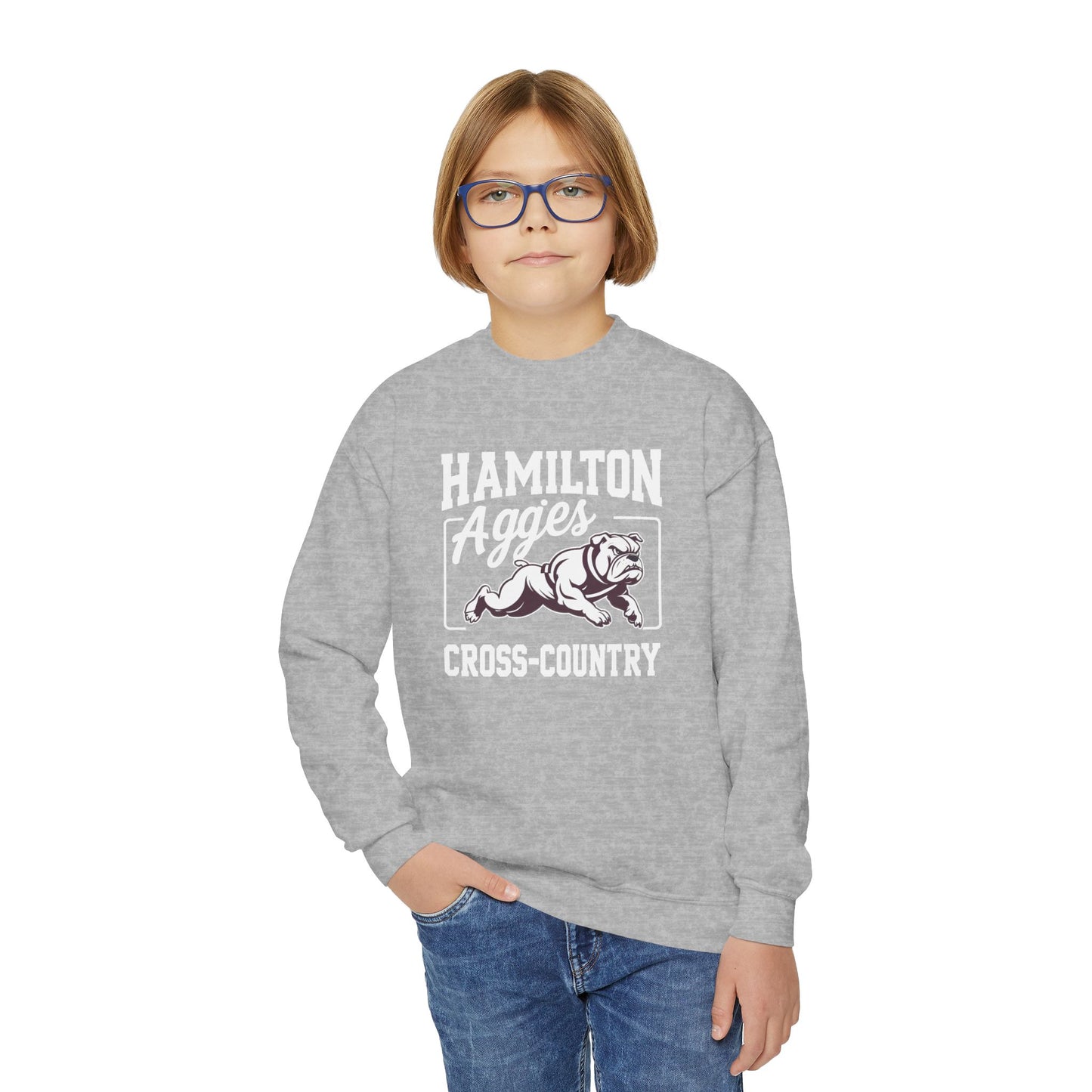 Youth Crewneck Sweatshirt \ Hamilton Aggies Cross-Country \ HCC2