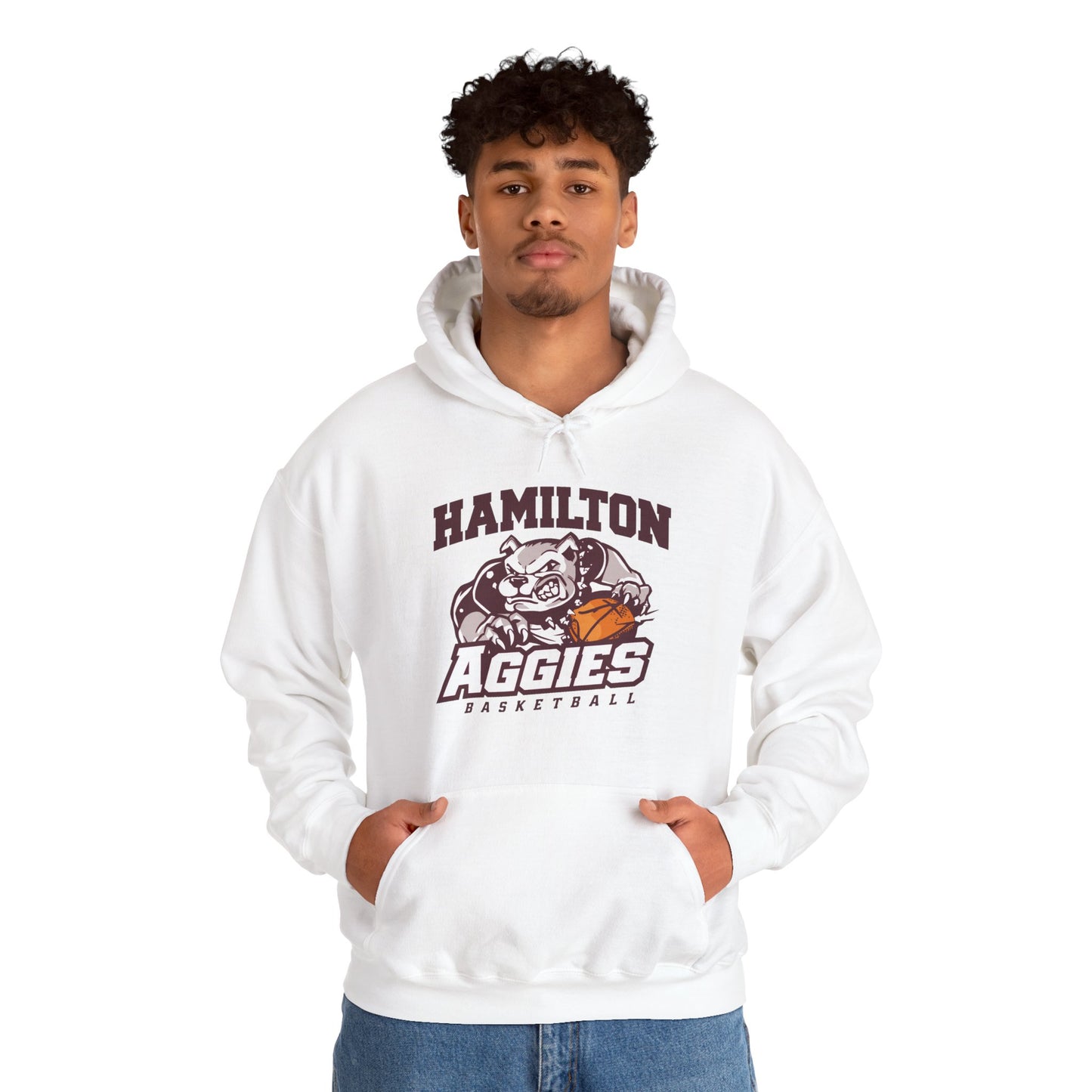 Adult Hoodie Sweatshirt \ Hamilton Aggies Basketball \ HABB1