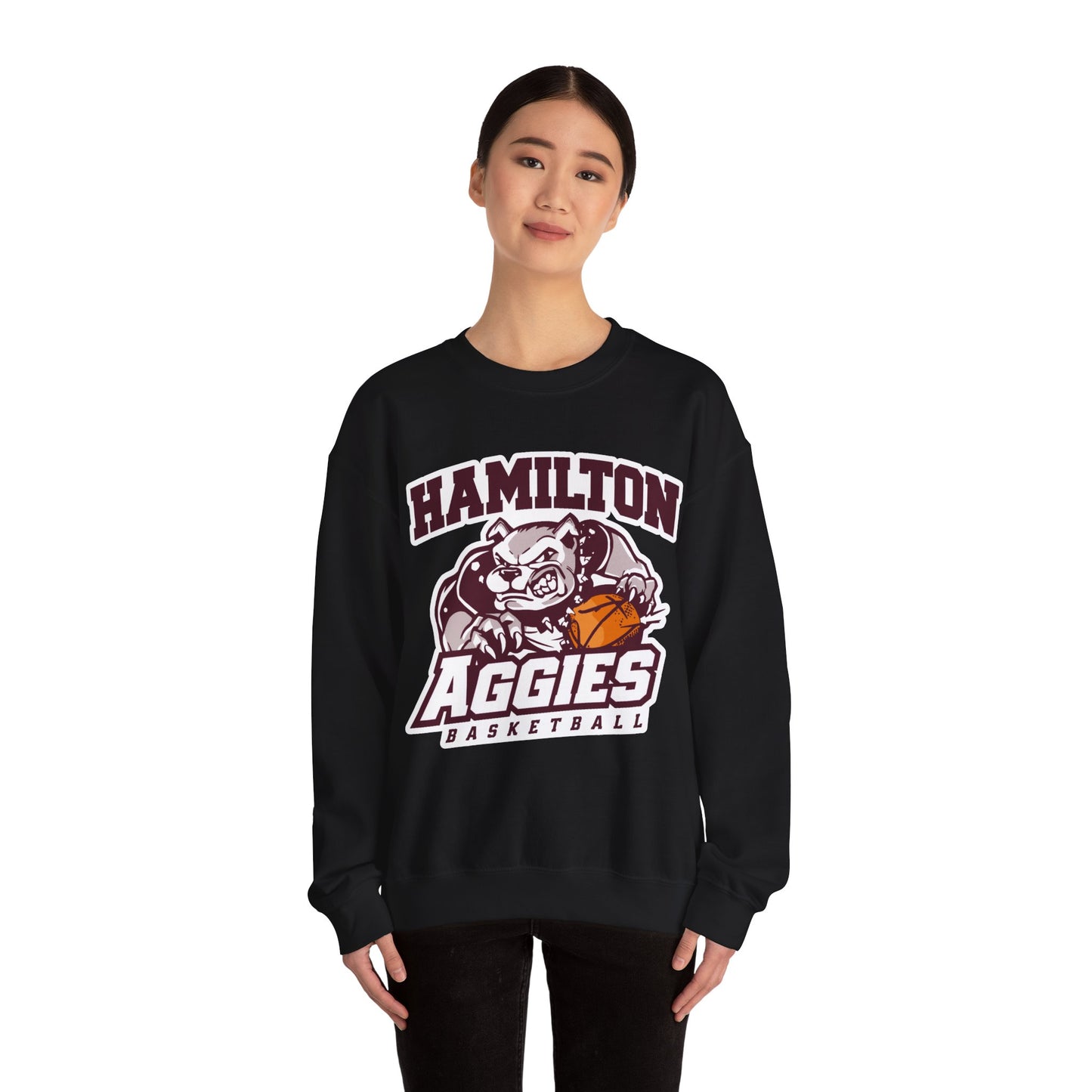 Adult Crewneck Sweatshirt \ Hamilton Aggies Basketball \ HABB1