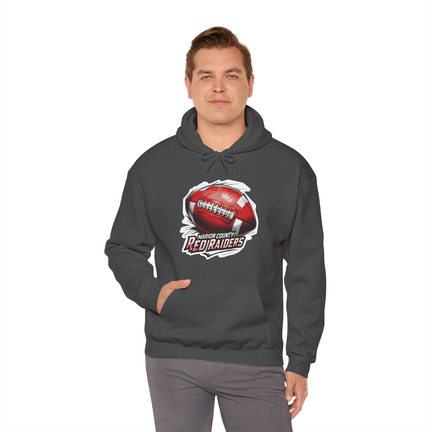 Adult Hoodie Sweatshirt \ Marion County Red Raiders Football \ MCF1