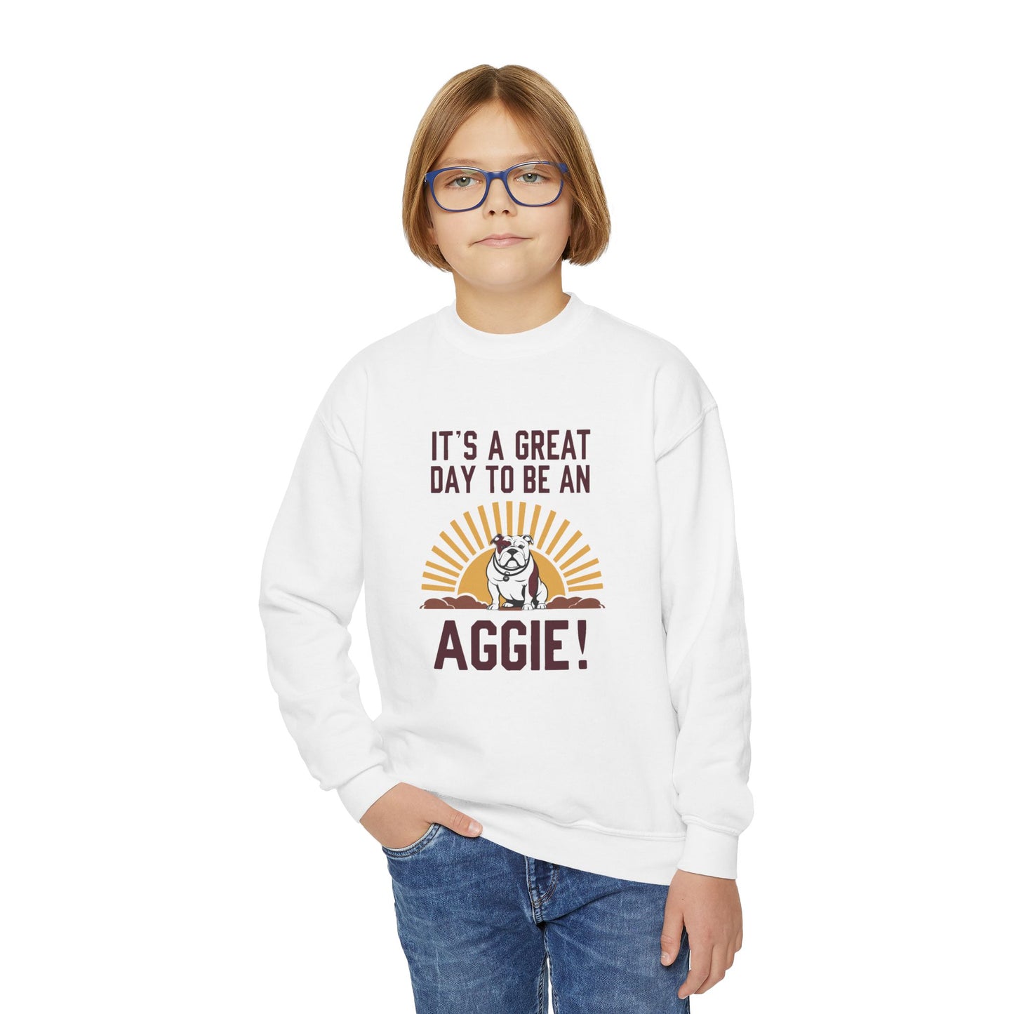 Youth Crewneck Sweatshirt \ It's a Great Day to be an Aggie! \ GDA4