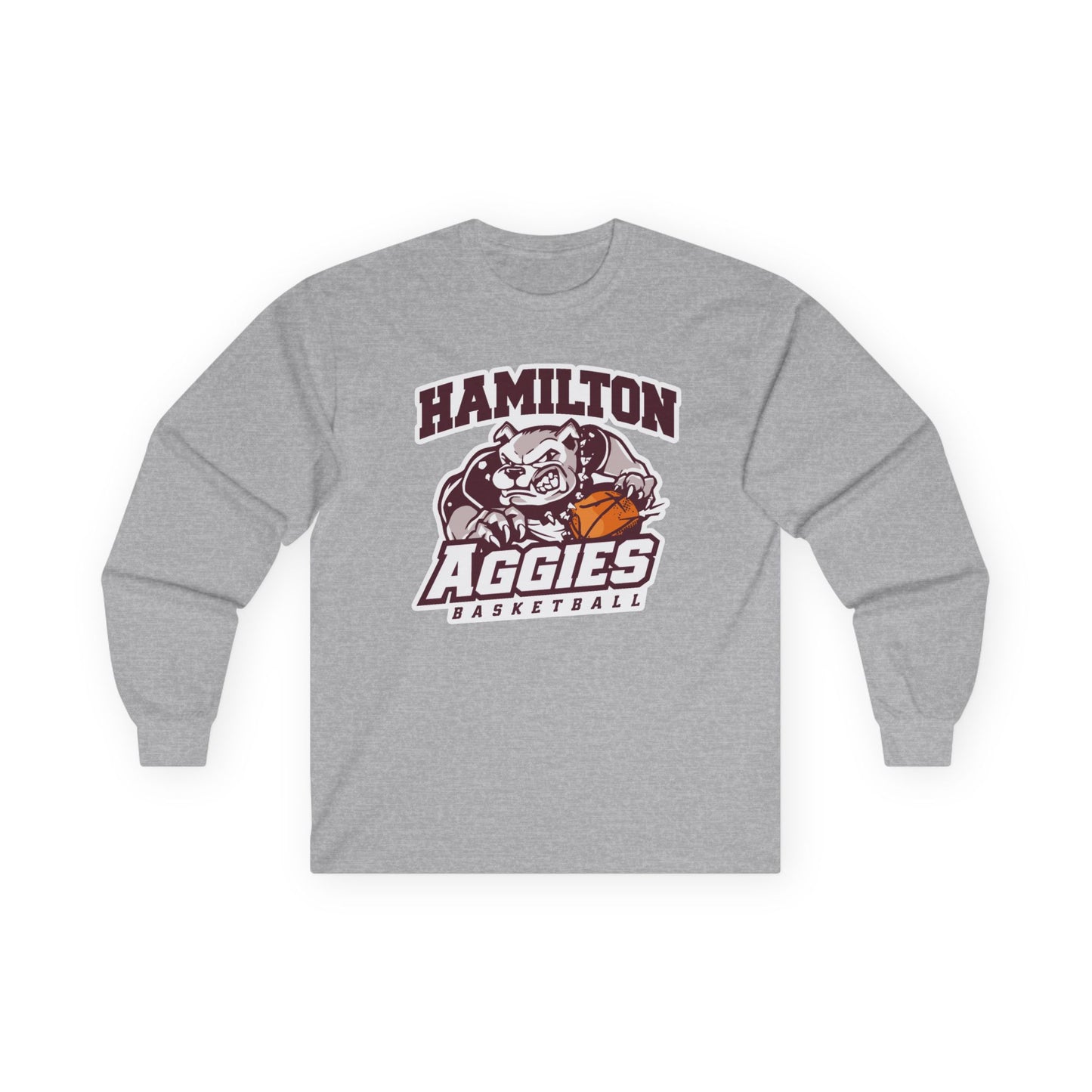 Adult Long Sleeve Tee \ Hamilton Aggies Basketball \ HABB1