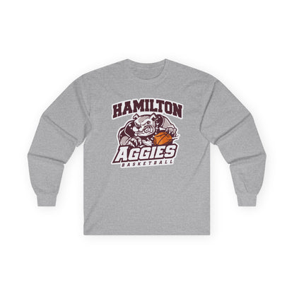 Adult Long Sleeve Tee \ Hamilton Aggies Basketball \ HABB1