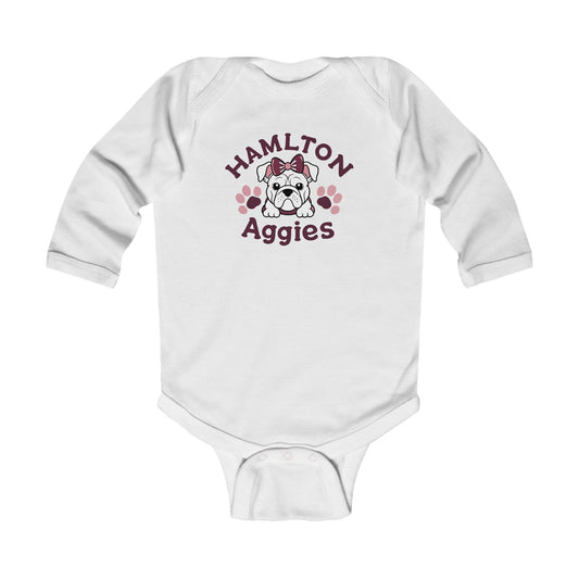 Long Sleeve Baby Bodysuit \ Hamilton Aggies \ HAG3