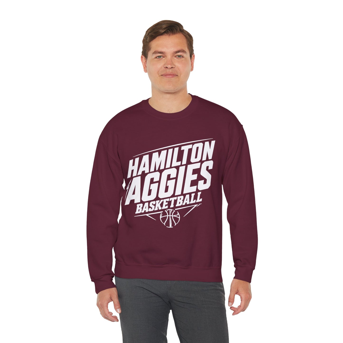 Adult Crewneck Sweatshirt \ Hamilton Aggies Basketball \ HABB2