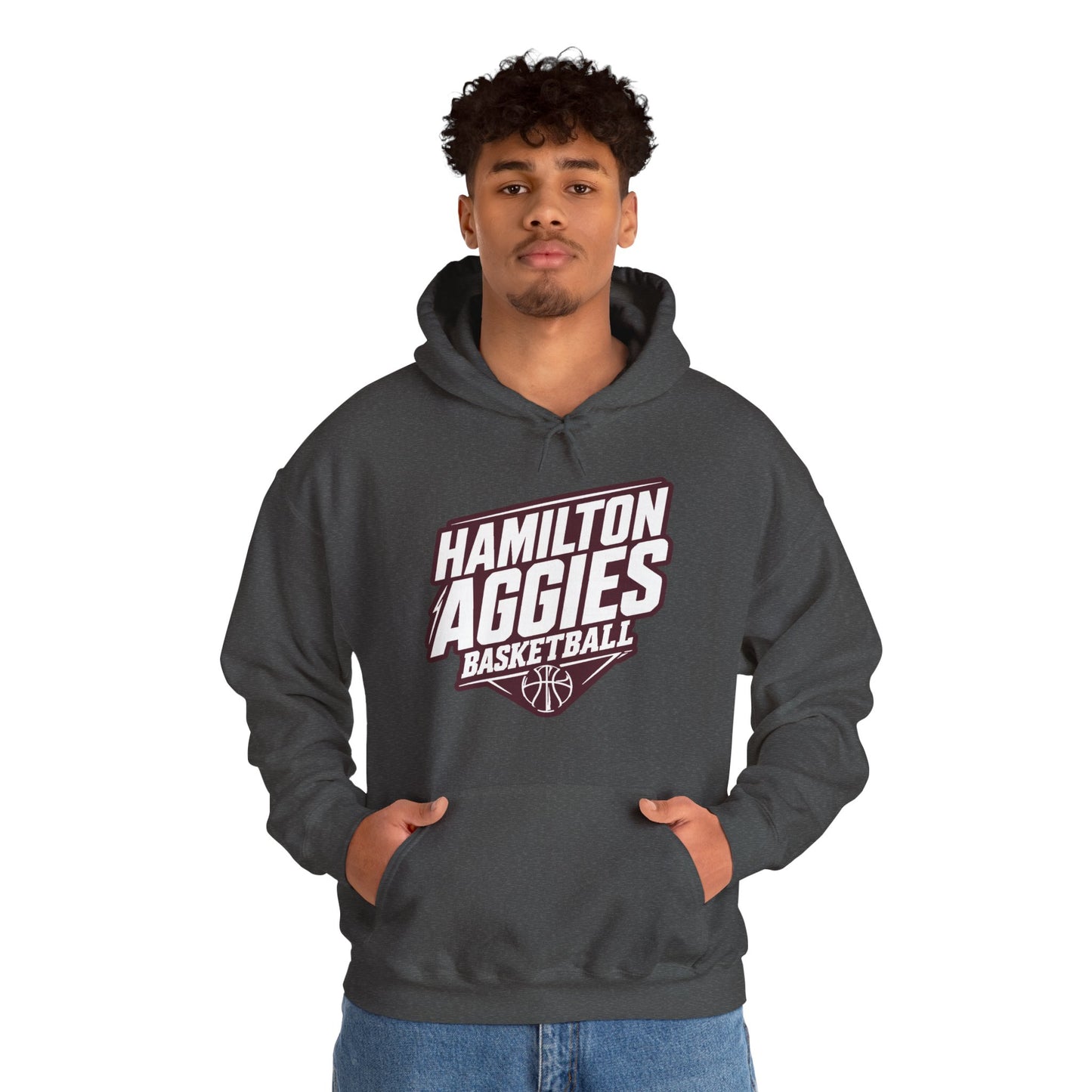 Adult Hoodie Sweatshirt \ Hamilton Aggies Basketball \ HABB2