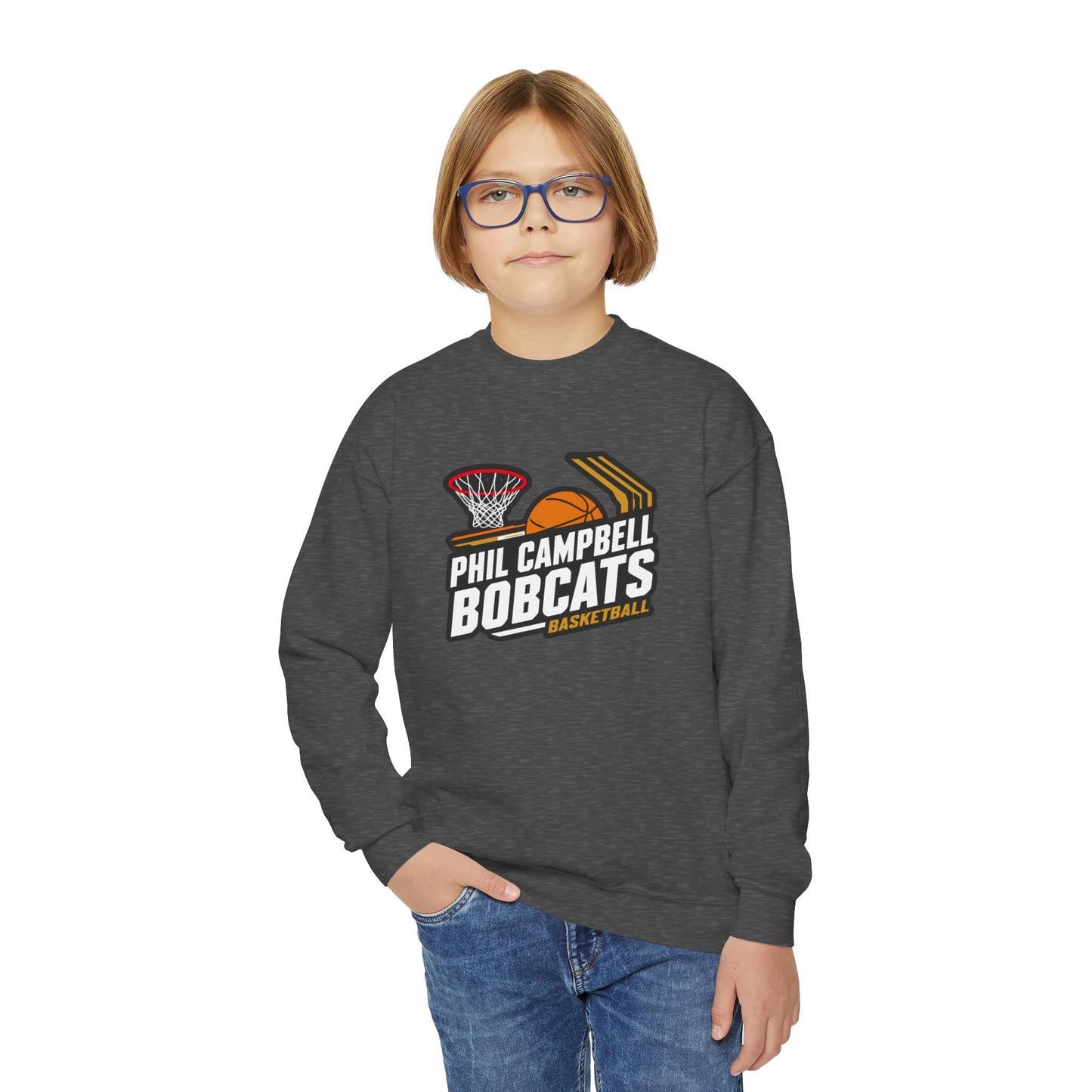 Youth Crewneck Sweatshirt \ Phil Campbell Bobcats Basketball \ PCBBK1