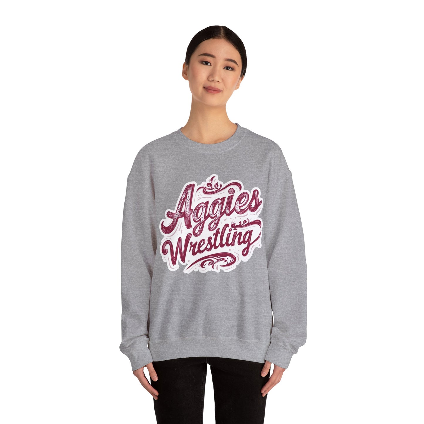 Adult Crewneck Sweatshirt \ Hamilton Aggies Wrestling \ HAWG2