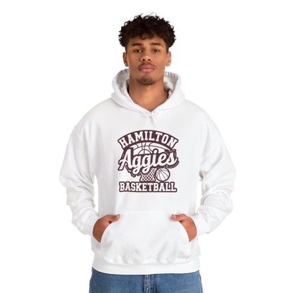 Adult Hoodie Sweatshirt \ Hamilton Aggies Basketball \ HABBG1