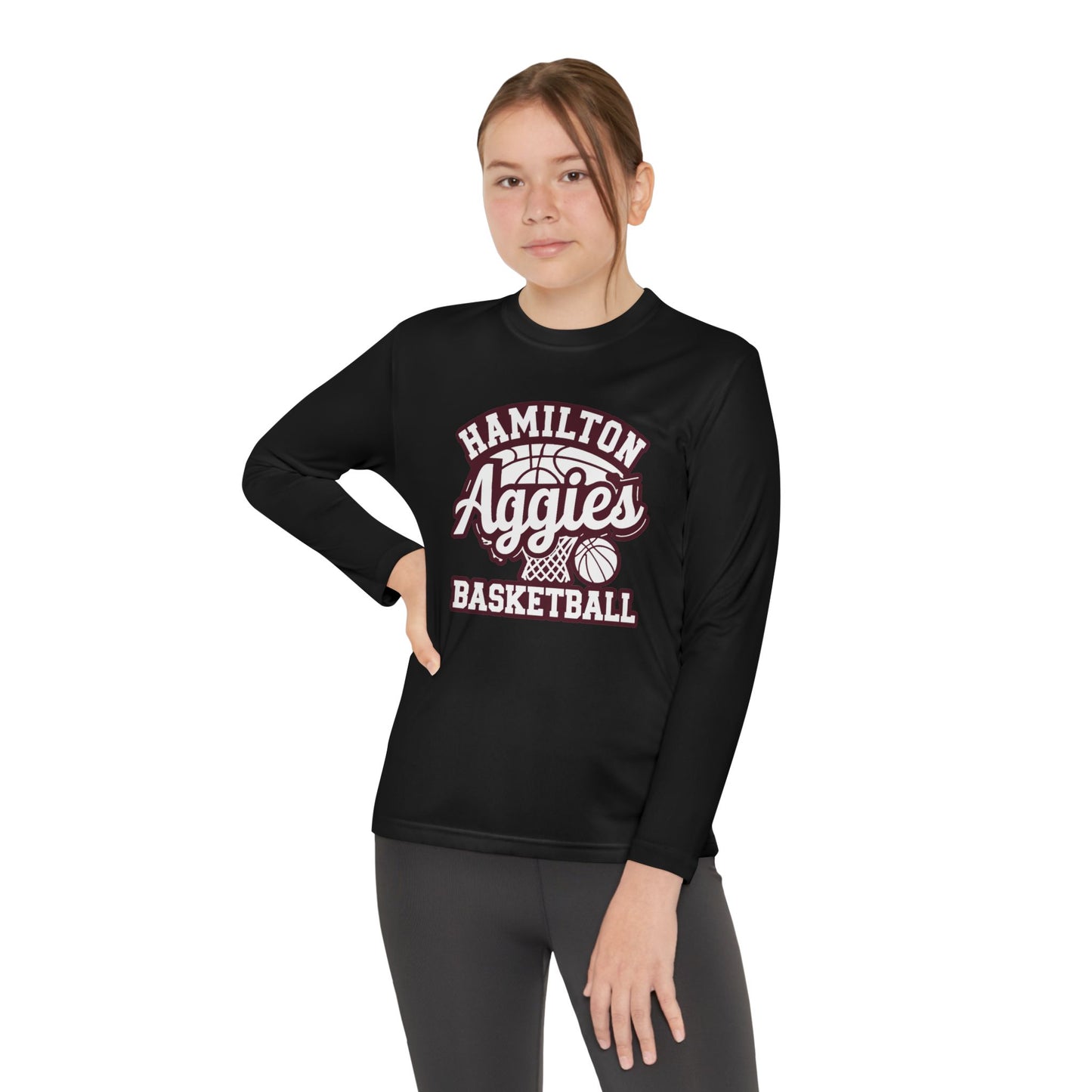 Youth Long Sleeve Tee \ Hamilton Aggies Basketball \ HABBG1