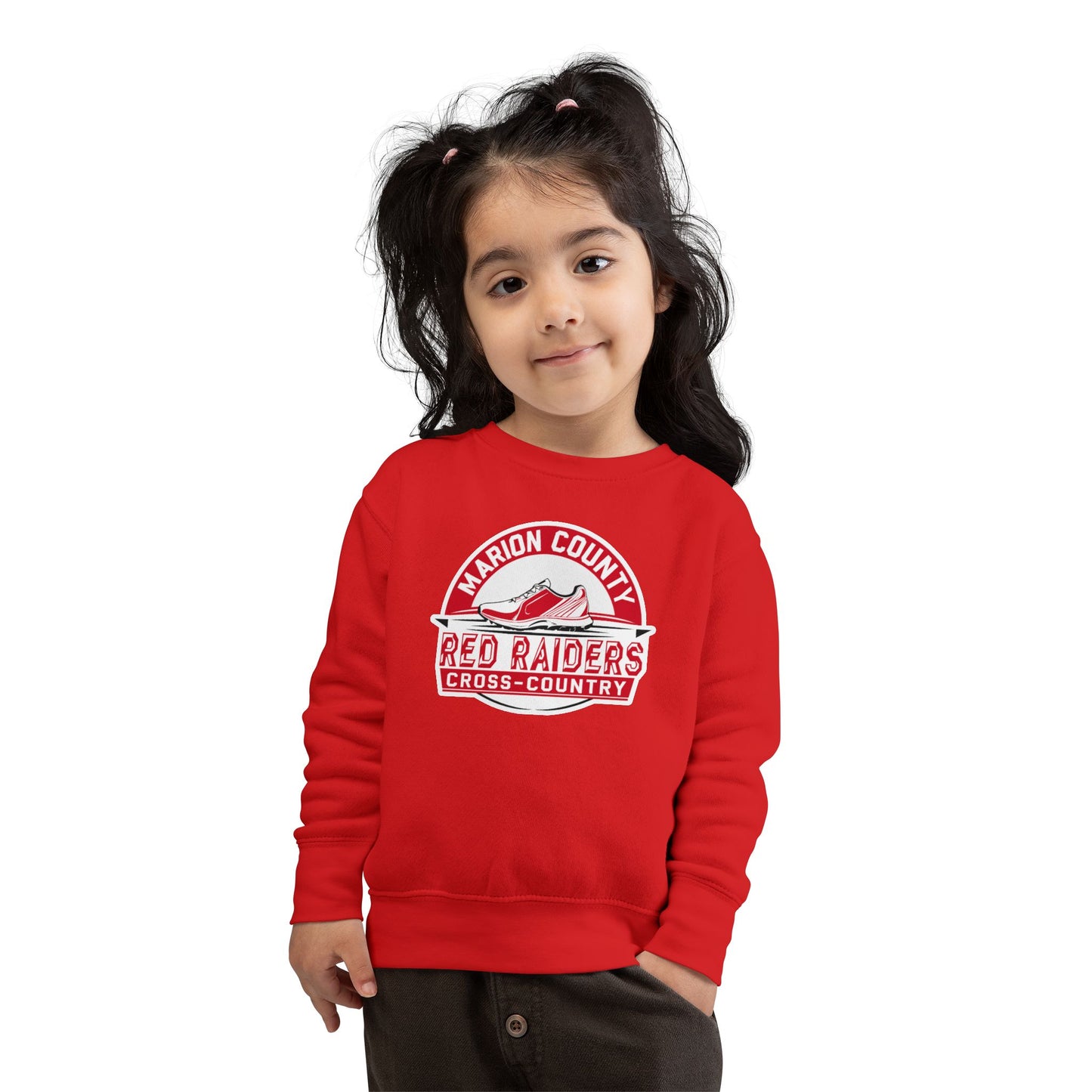 Toddler Crewneck Sweatshirt \ Marion County Red Raiders Cross-Country \ MCCC1