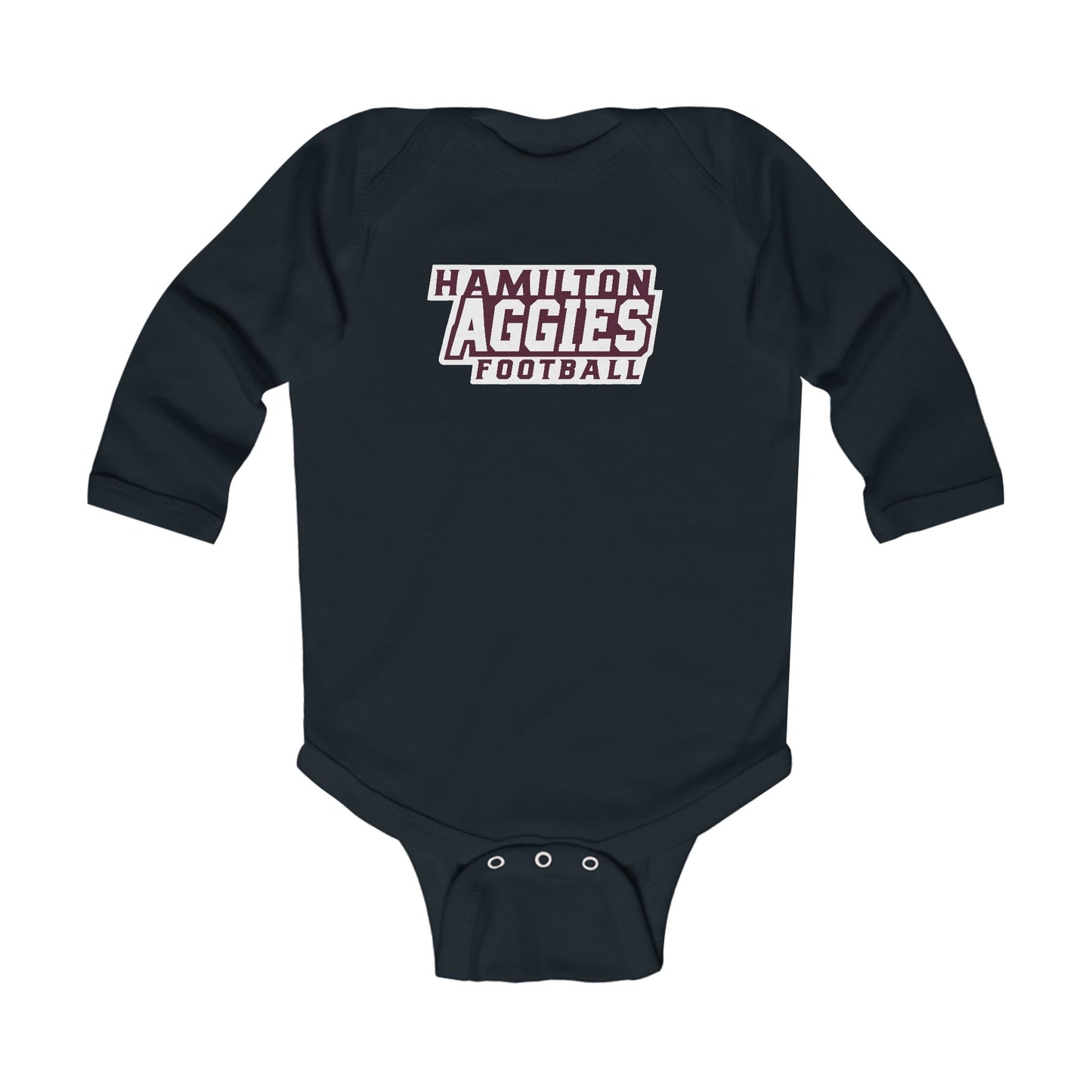 Long Sleeve Baby Bodysuit \ Hamilton Aggies Football \ HAF1