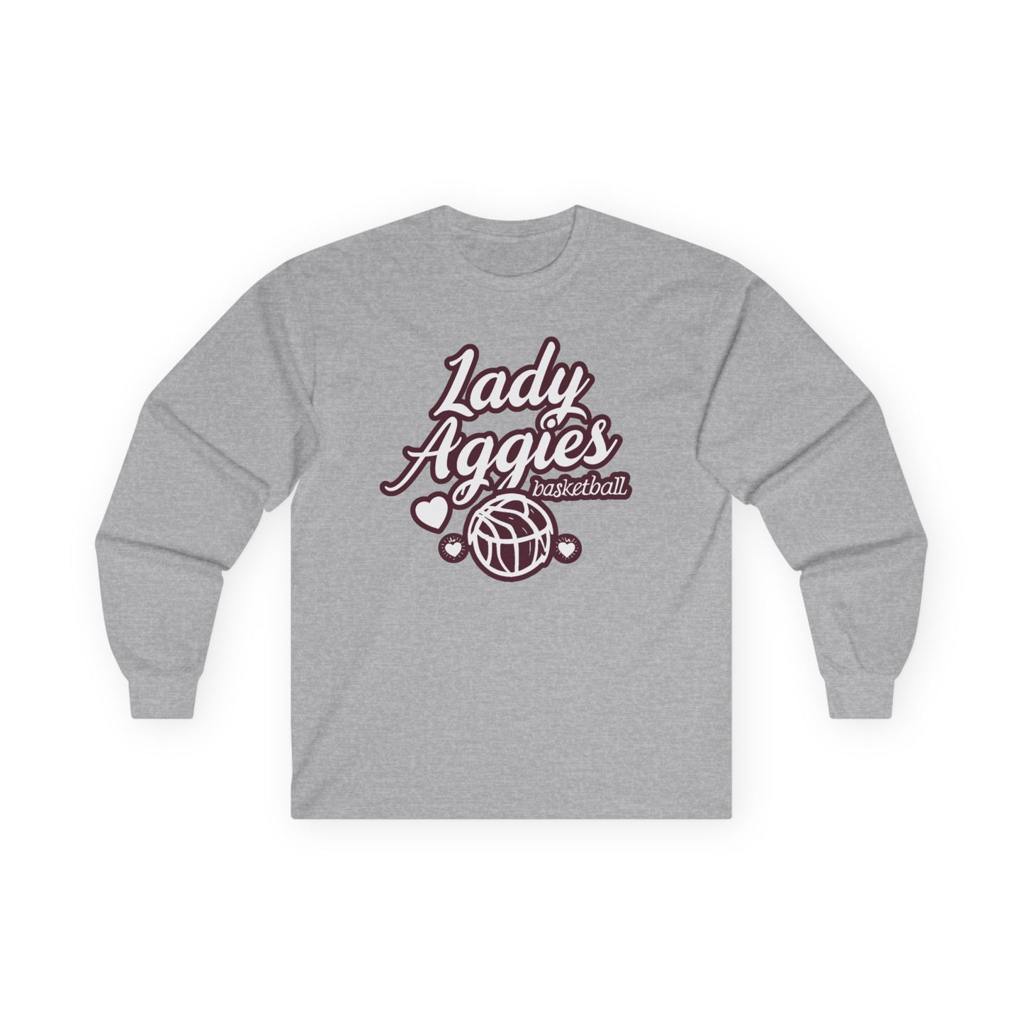 Adult Long Sleeve Tee \ Hamilton Aggies Basketball \ HABBG2