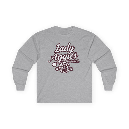 Adult Long Sleeve Tee \ Hamilton Aggies Basketball \ HABBG2